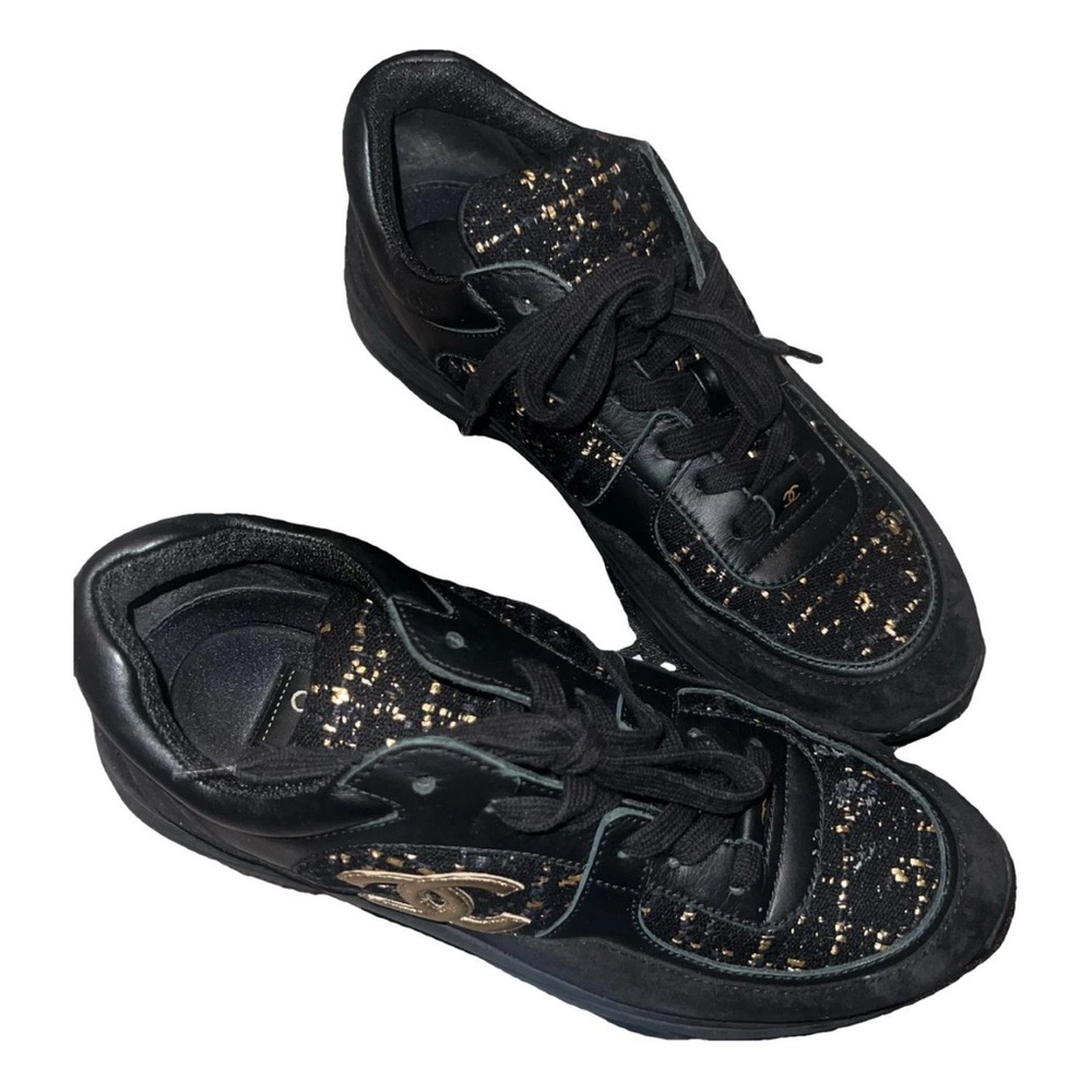 CHANEL Black and Gold Sneakers